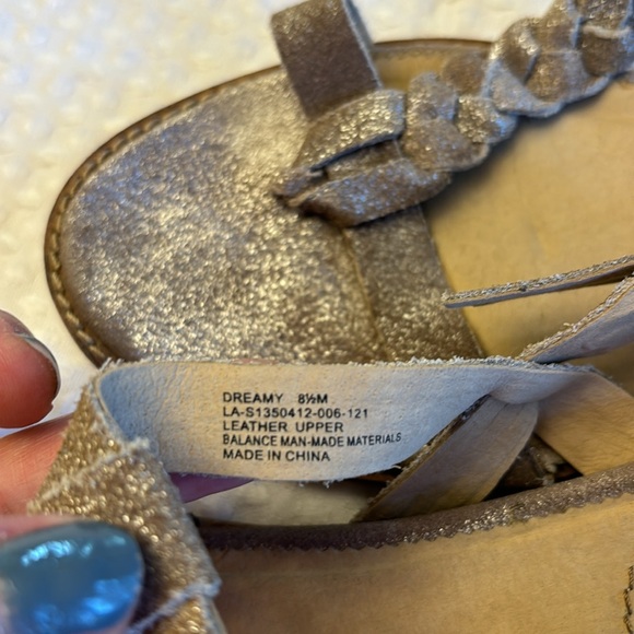 ANTHROPOLOGIE LATIGO Dreamy 8.5 Leather Flat Sandals Neutral Metallic Taupe Gray - Picture 16 of 16